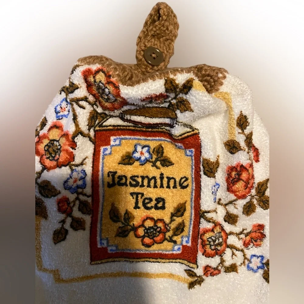 Vintage Cannon Jasmine Tea Embroidered Cottagecore Drawer Hand Towel